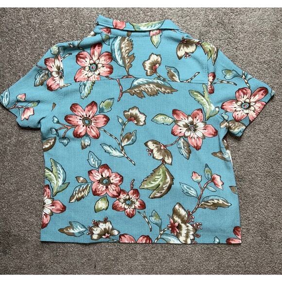 Women’s Size 18 Alfred Dunner Blue Floral Button Up Blouse - Picture 3 of 3